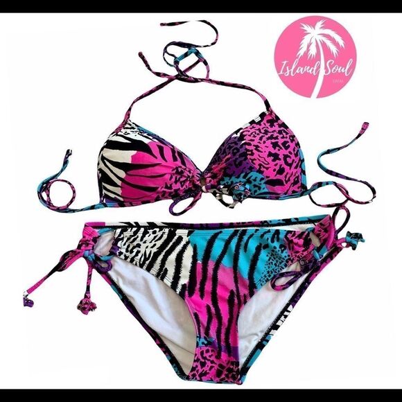 ISLAND soul leopard cheetah animal print bikini S - Picture 1 of 6